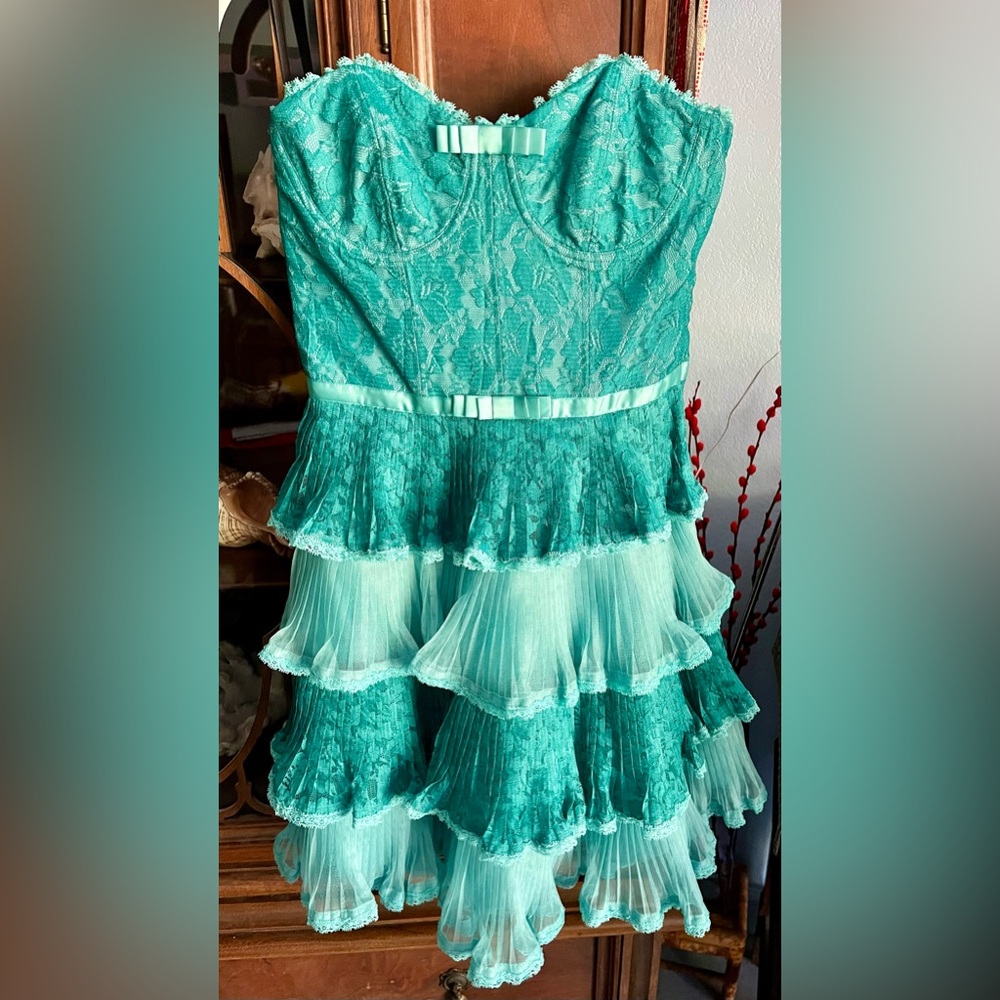 Vintage Betsy Johnson Strapless Corset Ruffle Dress